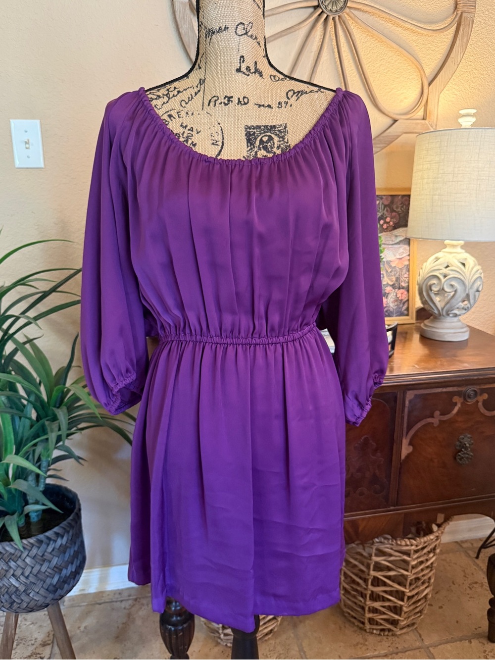 Joie Purple Elastic-Waist Women's Mini Dress